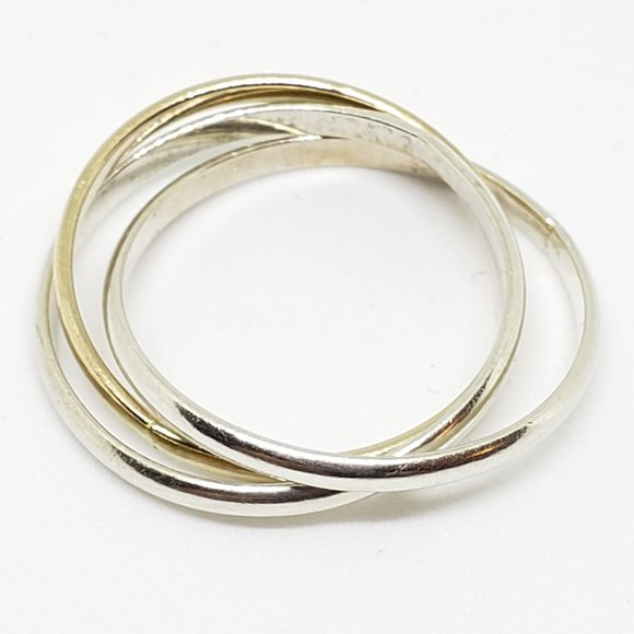 Set of 3 Sterling Silver 925 Interlocking Entwined Infinity Rings - Size 5 - Picture 2 of 6